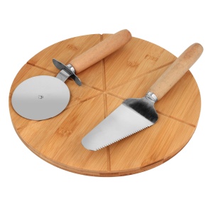 Deska do pizzy bambusowa 30cm + akcesoria BRUNBESTE BB-1574