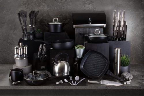 Patelnia głęboka granitowa 24cm BERLINGER HAUS Black Silver BH-1853