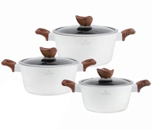 6-teiliges Antihaftbeschichtet Kochtopfset Topfset Geshirrset ZILNER WHITE LILLY ZL-8560