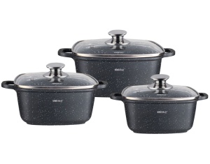 Zestaw 3 garnków kwadratowych 2,8 / 4,4 / 6.5L KINGHOFF KH-1607