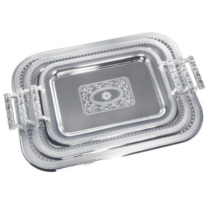 3-Tlg. Metalltablett-set Serviertabletts aus Edelstahl KINGHOFF KH-4744