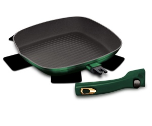 28cm Granit Grillpfanne Bratpfanne mit abnehmbarem Griff Induktion BERLINGER HAUS EMERALD BH-6089