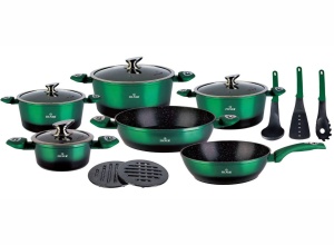15-teiliges Antihaftbeschichtet Kochtopfset Topfset Geshirrset ZILNER Emerald Noir ZL-8521