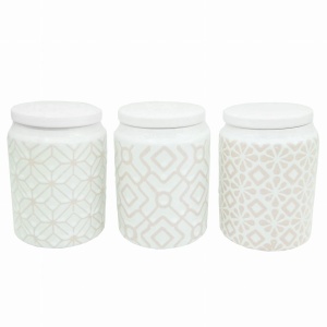 ZESTAW 3 POJEMNIKÓW CERAMICZNYCH NA KAWĘ, HERBATĘ I CUKIER MAESTRO MR-20033-03CS