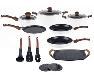 15-teiliges Antihaftbeschichtet Kochtopfset Topfset Geshirrset ZILNER WHITE LILLY ZL-8592