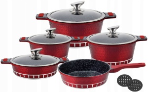 11-teiliger Topfset Marmorkeramikbeschichtet ZILNER ZL-8512 Burgund