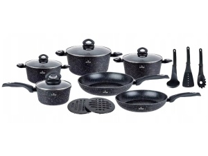 15-teiliges Marmorbeschichtet Kochtopfset Topfset Geshirrset ZILNER ZL-8546