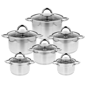 12 Tlg  Topfset aus Edelstahl Topfe Kochtopfe BRUNBESTE BB-2152