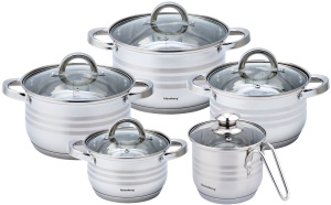 10-teilig Topfset mit Glasdeckel Topfe Induktion KLAUSBERG KB-7696