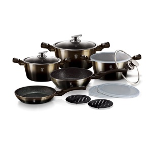 13-piece granite coated cookware set BERLINGER HAUS Shiny Black BH-7032