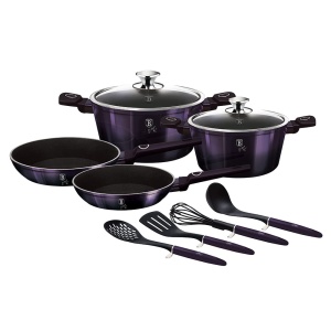10-piece titanium-coated cookware set BERLINGER HAUS Purple Eclipse BH-7140