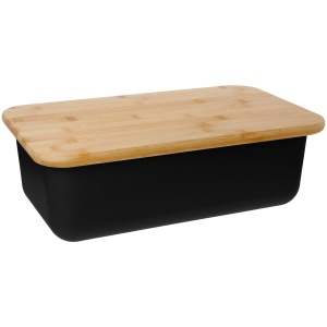 Small Stainless Steel Breadbox with Rectangular Cutting Board Black BRUNBESTE BB-2767