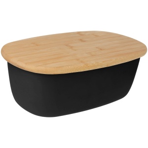 Small Stainless Steel Breadbox with Oval Cutting Board Black BRUNBESTE BB-2768