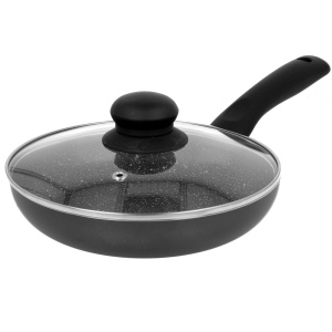 Frying pan with marble coating 18 cm with lid BRUNBESTE BB-2838