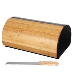 Steel bread box with wooden lid BRUNBESTE BB-2680