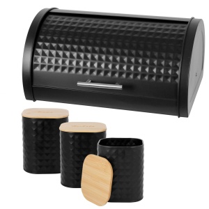 Steel bread box with Diamond lid, set with 3 containers BRUNBESTE BB-2696
