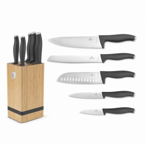 Messer-Set im Bambusblock, 6-teilig BERLINGER HAUS Anthrazit BH-2968
