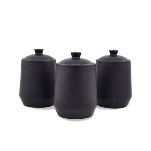 A set of 3 ceramic containers for coffee tea and sugar Maestro Black MR-2001-03CS