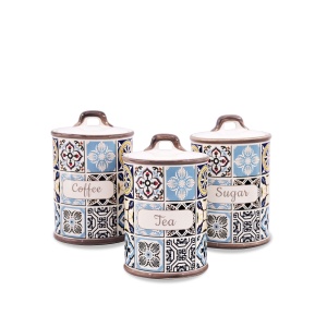 A set of 3 ceramic containers for coffee tea and sugar Maestro Holiday in Porto MR-2005-03CS