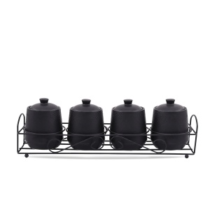 A set of 4 containers for spices maestro black MR-201-04CS