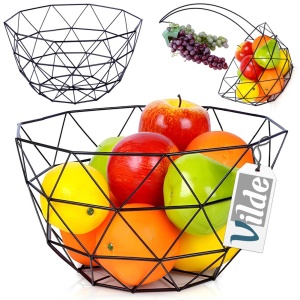 Basket basket fruit metal vegetables black with a VILDE 229019 hanger
