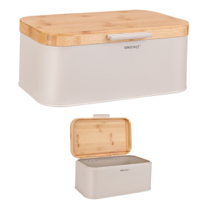 Chlebak z drewnianą pokrywą Pojemnik na pieczywo KINGHOFF KH-1928