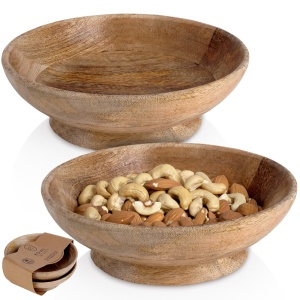 Ein Satz Holzschalen zum Servieren von 2 Teilen 16 cm 400 ml Home Styling Collection 259648