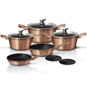 10-teiliges Antihaftbeschichtet Kochtopfset Topfset BERLINGER HAUS Metallic Rose Gold BH-1220-N